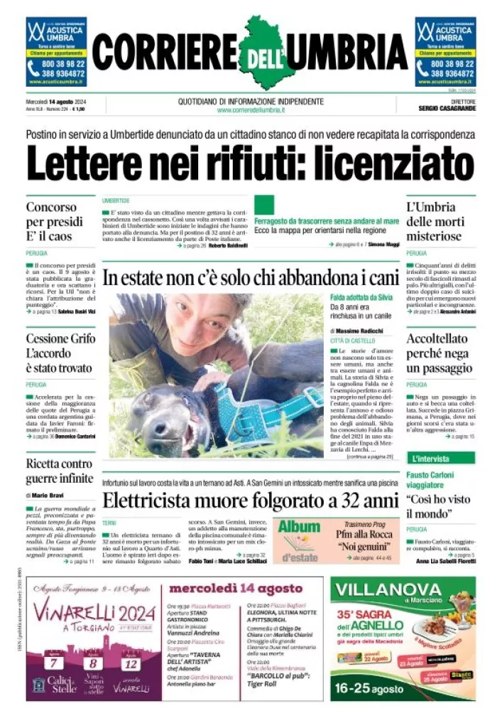 Prima-pagina-corriere umbria-del-2024-08-14